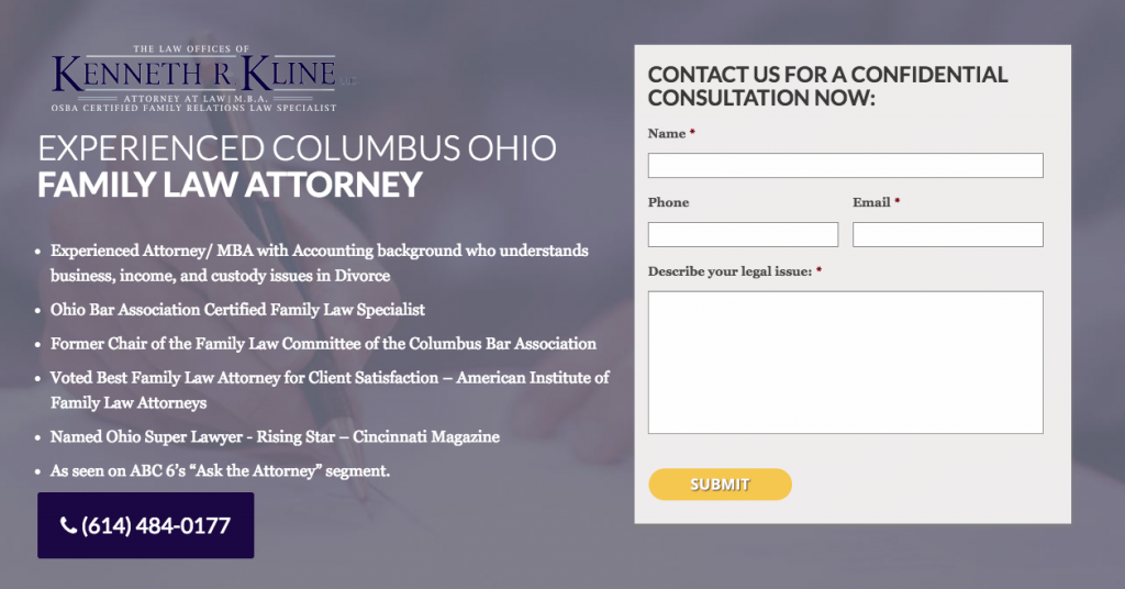 PPC landing page - family law attorney