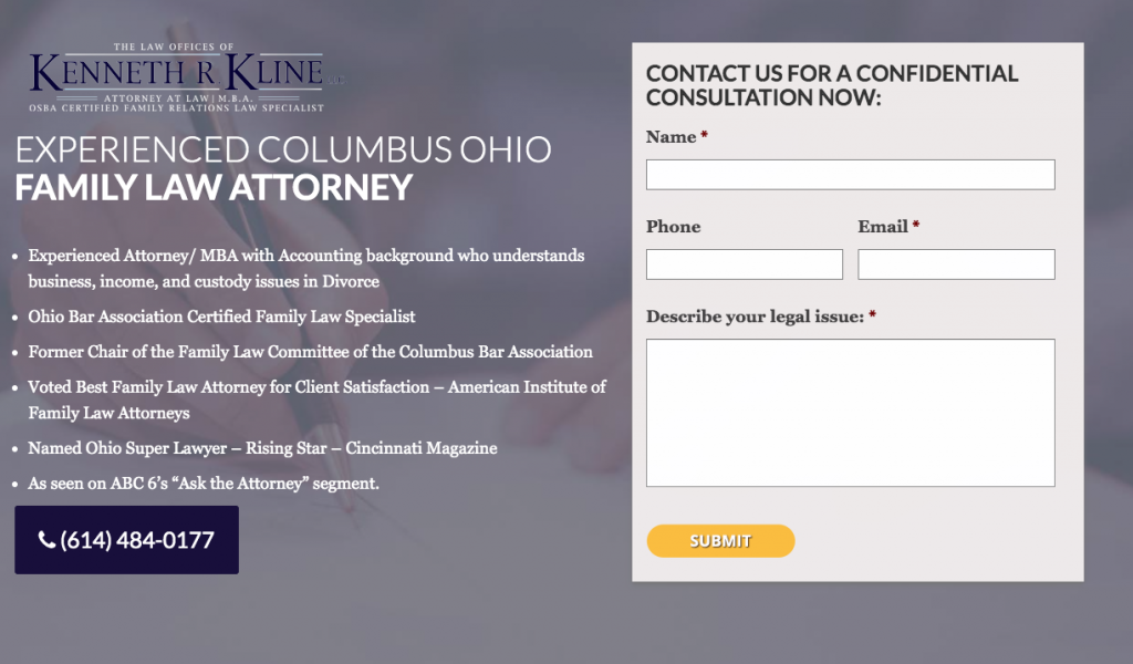 Attorney Landing Page Example for PPC