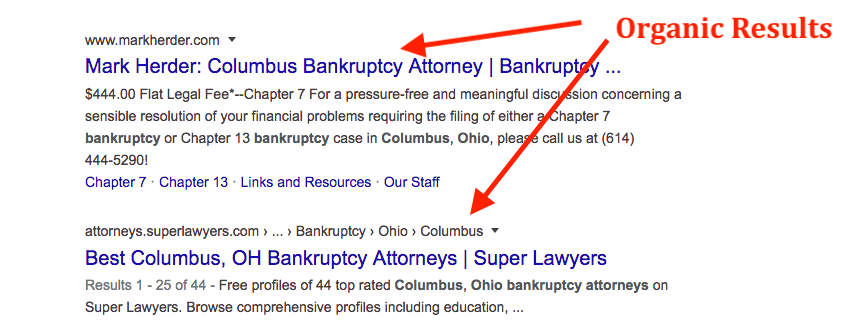 Organic SEO Results for Bankruptcy Attorneys