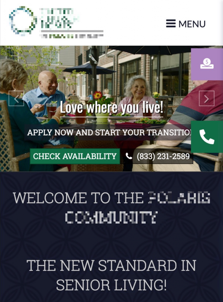 Senior Living Landing Page Mobile