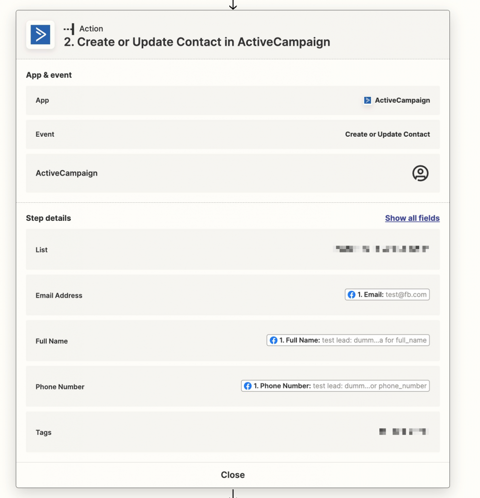 ActiveCampaign Lead Ads Zapier